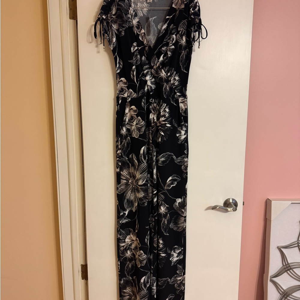 White House Black Market - Floral Black Jumpsuit